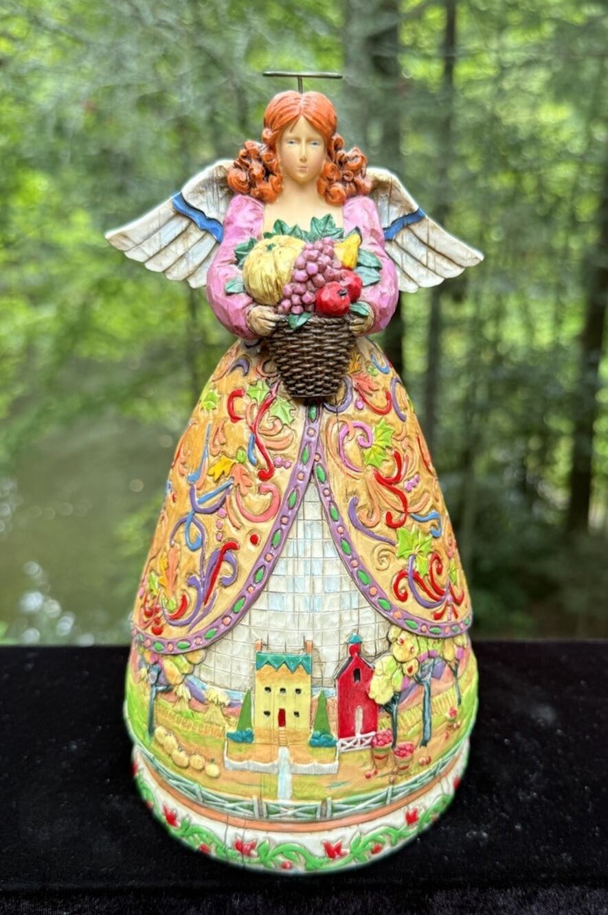 Jim Shore Fall Bountiful Angel Figurine Heartwood Creek Collection 9.75" EUC